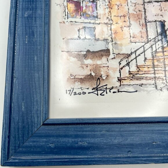 Fred Ekman Signed Numbered 17/200 European Church Street Scene Print Framed RARE - Picture 6 of 7